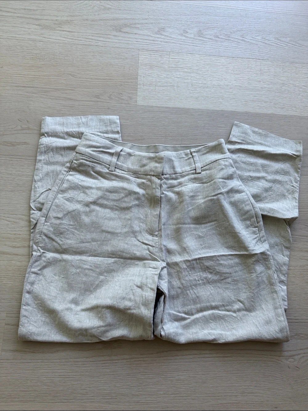 NWOT H&M Straight-Leg Linen Dress Slacks in Light Beige Khaki Size XS / 2